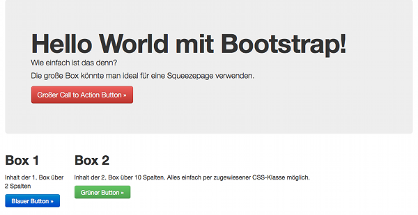 <br>Einfaches Layout mit Bootstrap - so sieht's aus